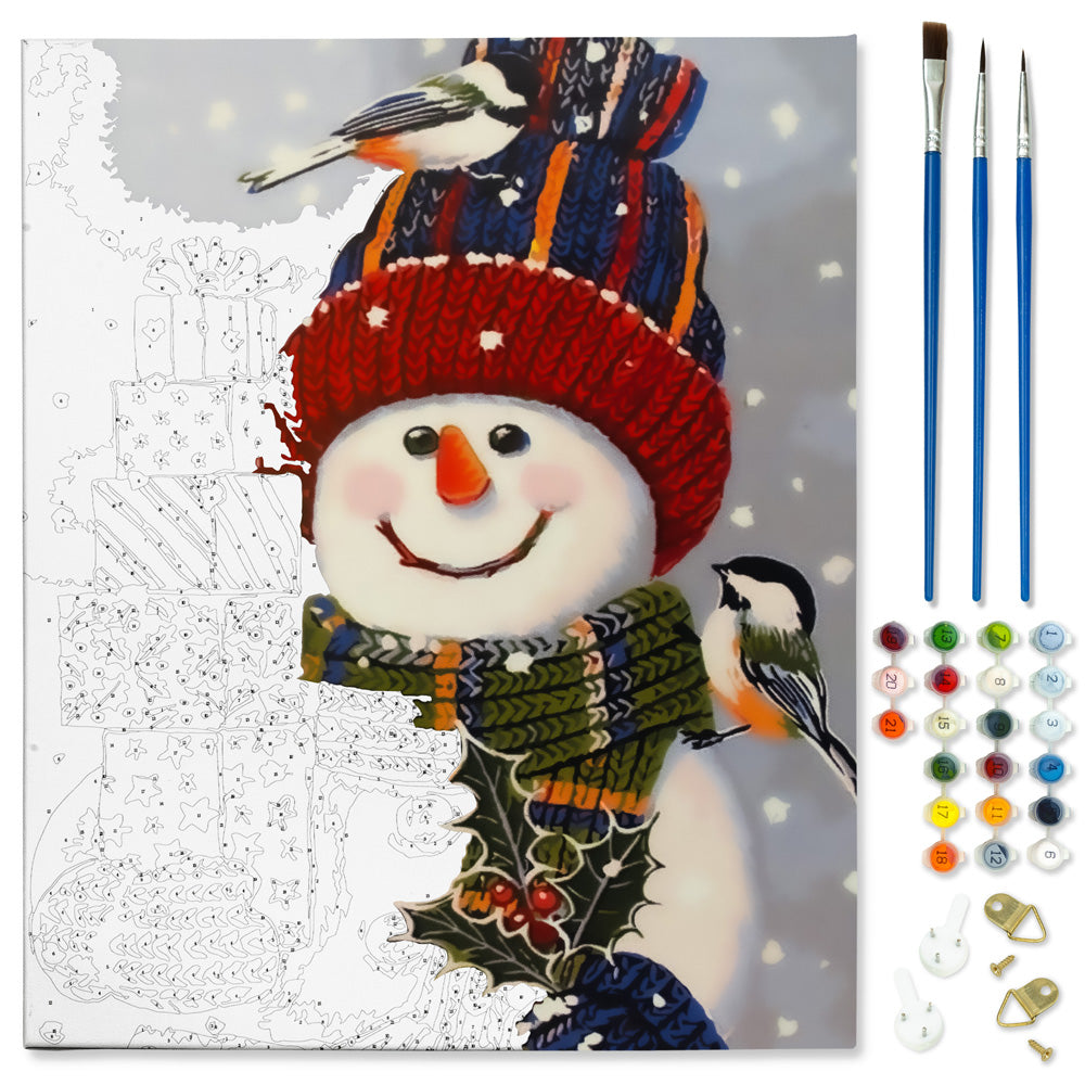Painting by numbers "Winter snowman" 40x50 cm + Frame, CHRISTMAS PAINTINGS