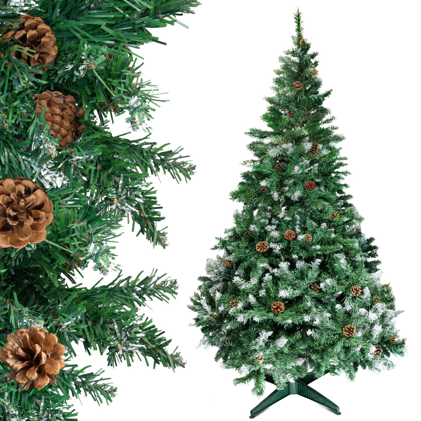 Very large artificial Christmas tree 220cm, very dense + pine cones