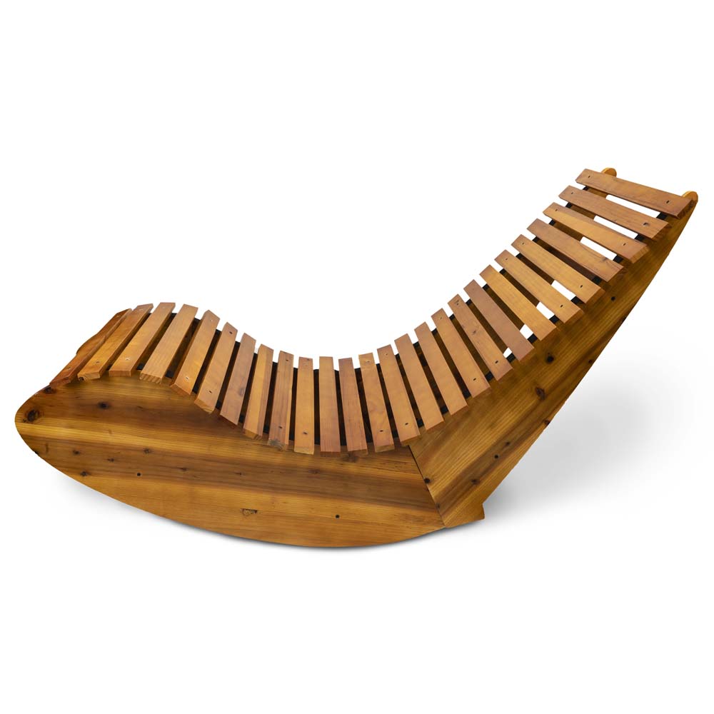Wooden rocking lounger for the sauna