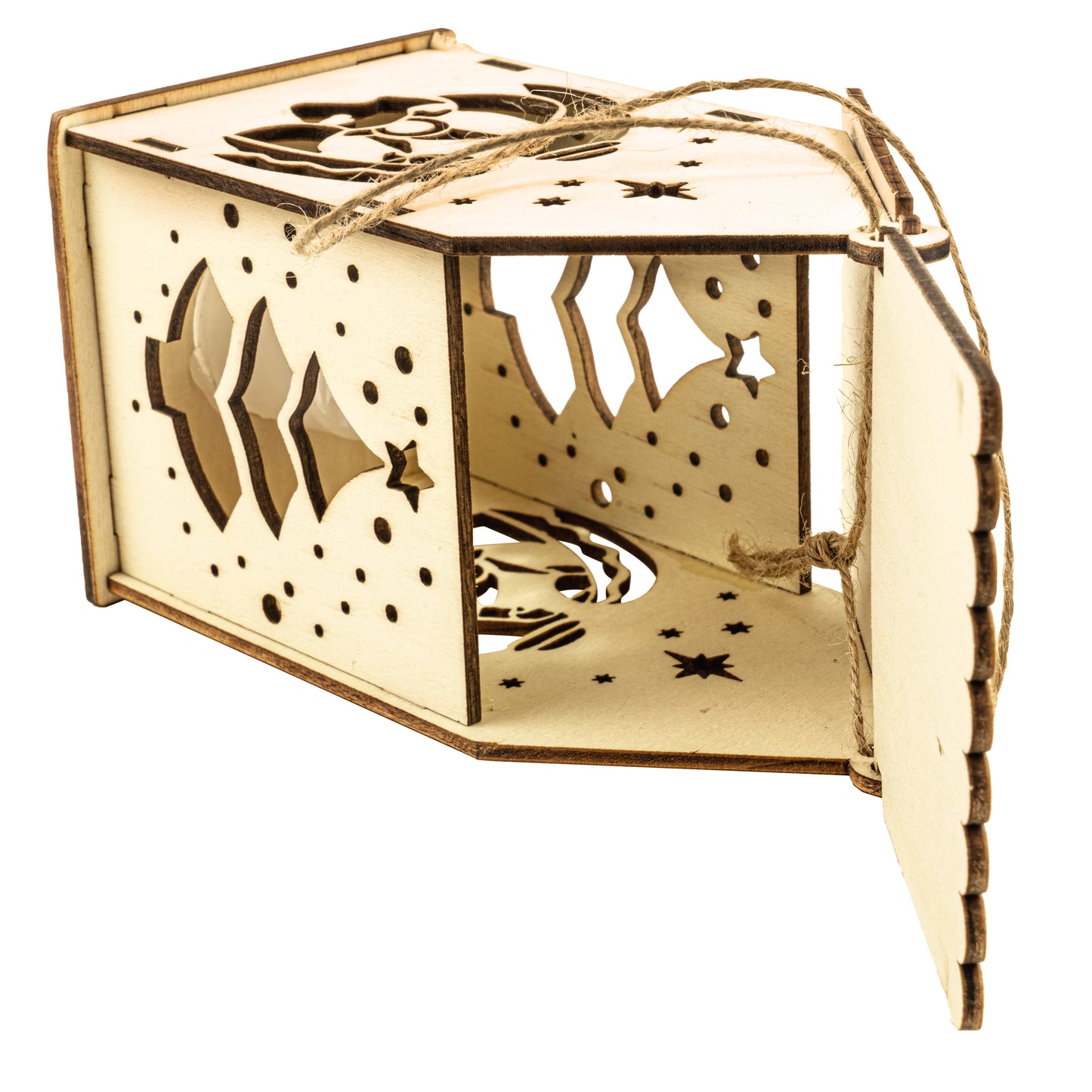 Świąteczny Domek drewniany, lampion LED
