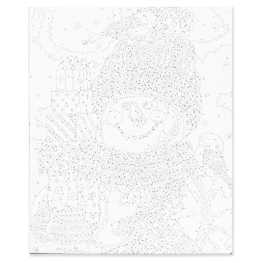 Painting by numbers "Winter snowman" 40x50 cm + Frame, CHRISTMAS PAINTINGS