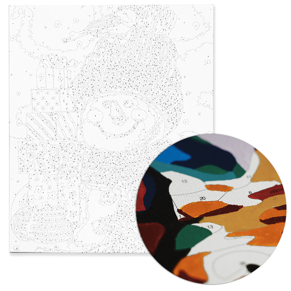 Painting by numbers "Winter snowman" 40x50 cm + Frame, CHRISTMAS PAINTINGS
