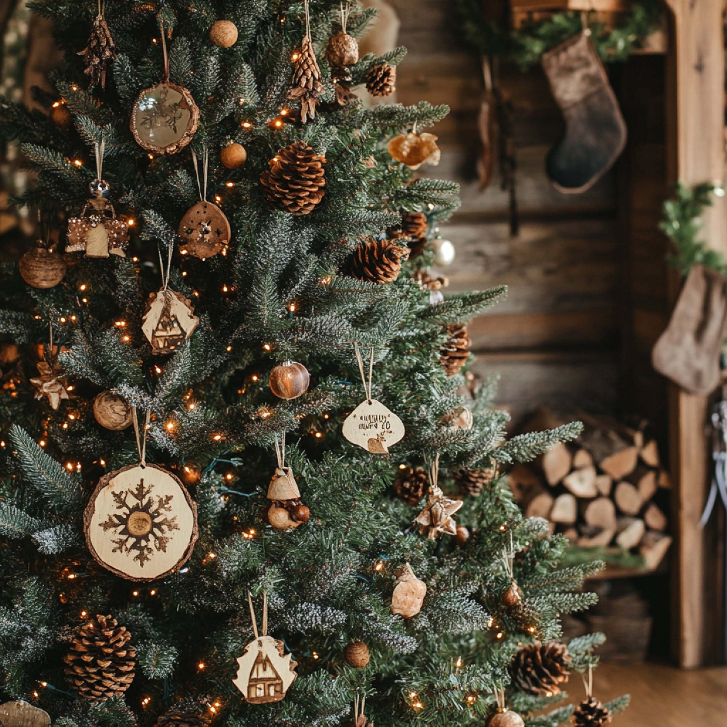 Very large artificial Christmas tree 220cm, very dense + pine cones