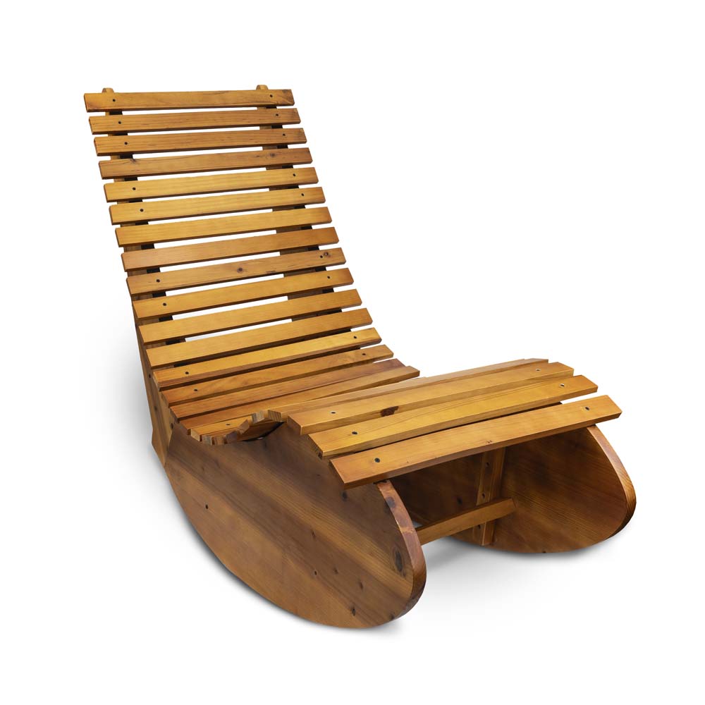 Wooden rocking lounger for the sauna