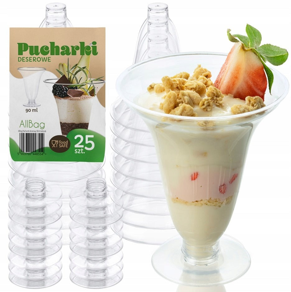 Dessert cups on a stem 90ml for reusable snacks 12 pcs.