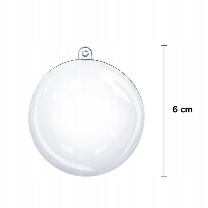 Akrylowe Bombki przezroczyste KULA 10cm do otwierania 5szt