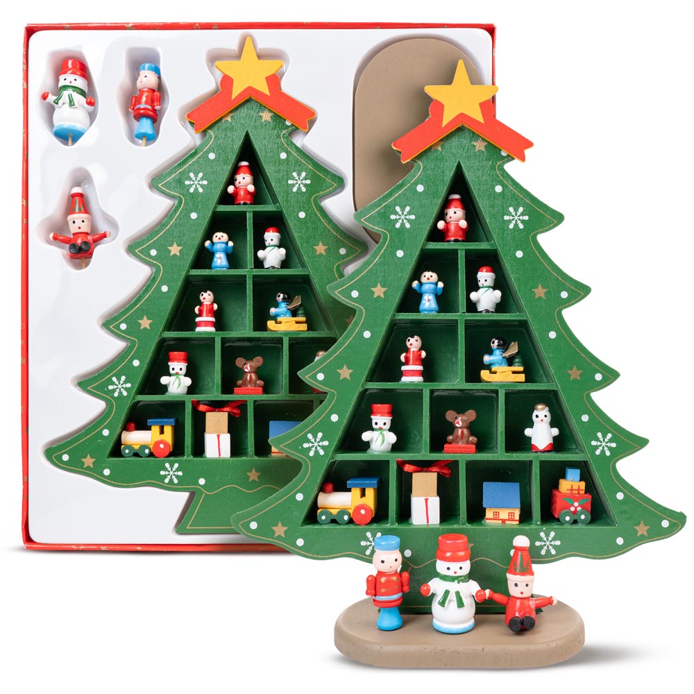 Drewniana figurka na biurko "Świąteczna Choinka - zielona - DUŻA OZDOBA ŚWIĄTECZNA Z DREWNA