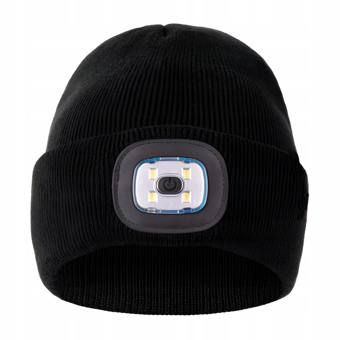 Zimowa czapka z latarką LED - CIEPŁA CZARNA OCIEPLANA Z ŁADOWANIEM USB