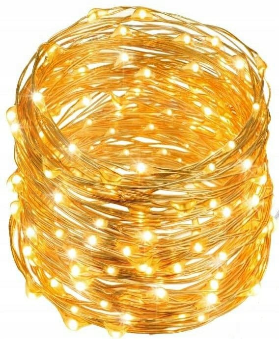 Battery-powered wire lights, warm white