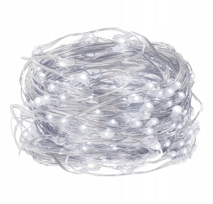 Battery-powered wire lights, cool white