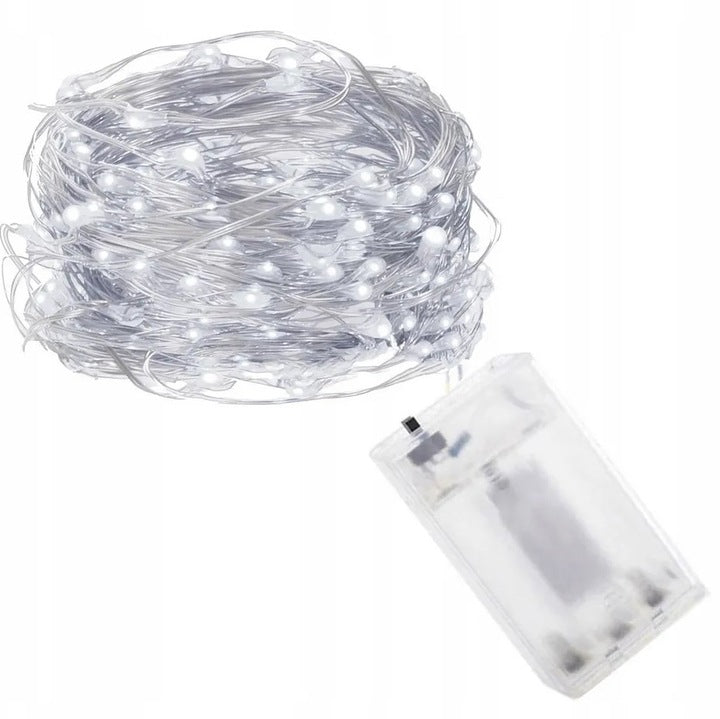 Battery-powered wire lights, cool white