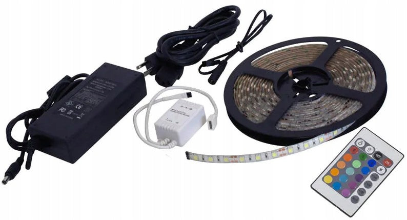 Taśma kolorowa RGB 12V wodoszczelna - ZESTAW taśma + zasilacz + kontroler