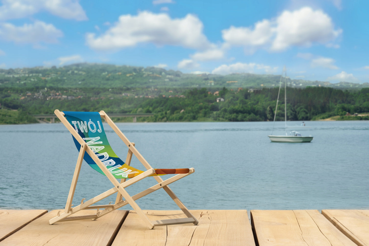 Wooden deckchair with your own LOGO
