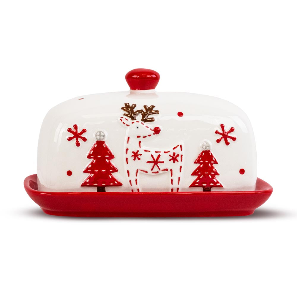 Christmas butter dish, butter dish with lid