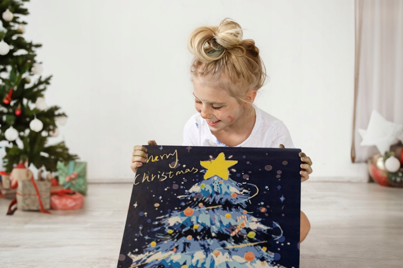 Painting by numbers "Christmas tree" 40x50 cm + Frame, CHRISTMAS PAINTINGS