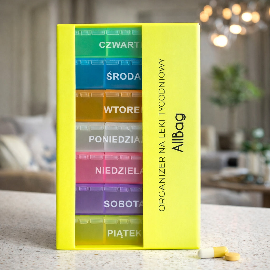Tygodniowy organizer na leki 7 dni x 3 pory dnia - KASETKA NA TABLETKI Z WYJMOWANYMI PRZEGRÓDKAMI