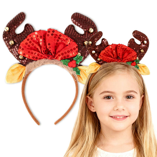 Świąteczna opaska na głowę, ozdoba Świąteczna - OPASKA ROGI RENIFERA, POMOCNIK MIKOŁAJA