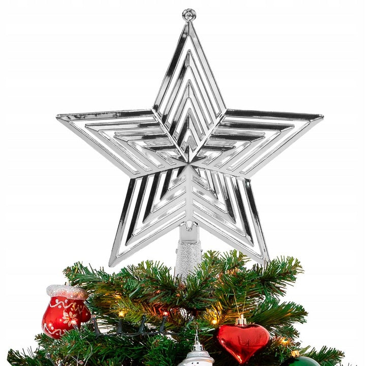 Silver Christmas tree topper, star 18.5cm