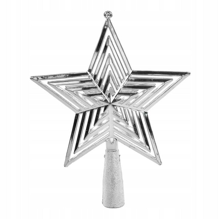Silver Christmas tree topper, star 18.5cm