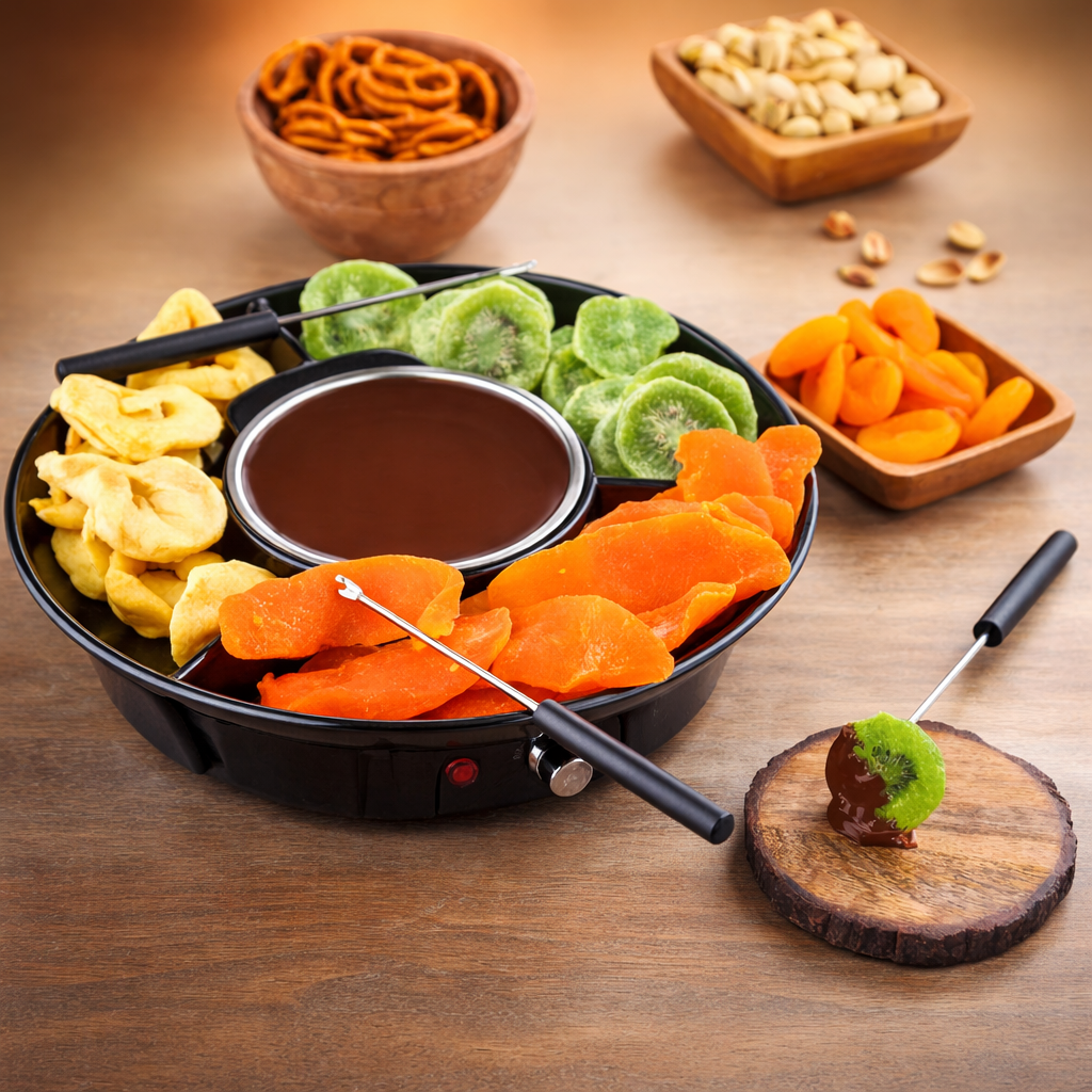 Podgrzewacz do topienia czekolady fondue - ELEKTRYCZNY ZESTAW Z REGULACJĄ TEMPERATURY