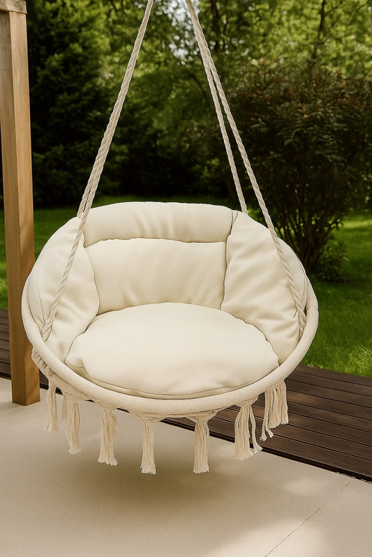 PODUSZKA OGRODOWA do HUŚTAWKI BOCIANIE GNIAZDO WODOODPORNA WYGODNA ECRU