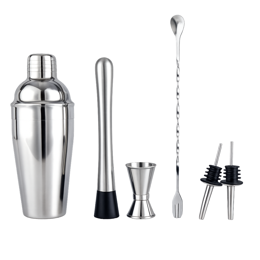 Zestaw barmański do drinków i koktajli - PROFESJONALNY SHAKER, 6 ELEMENTÓW