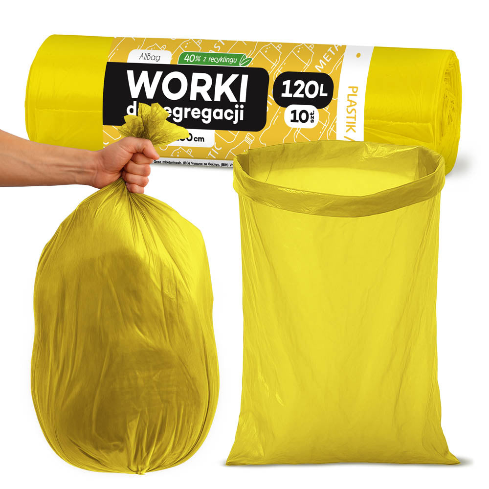 Worki na śmieci 120L żółte ALLBAG