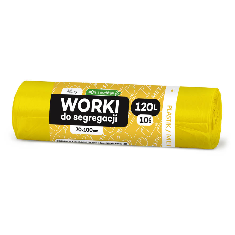 Worki na śmieci 120L żółte ALLBAG