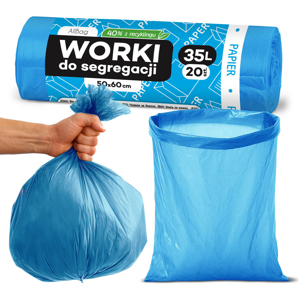 Worki na śmieci 35L niebieskie ALLBAG