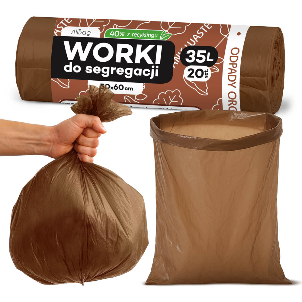 Worki na śmieci 35L brązowe ALLBAG