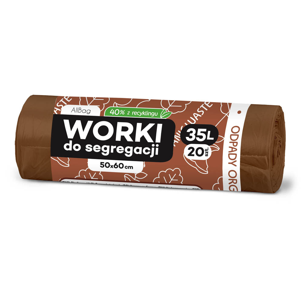 Worki na śmieci 35L brązowe ALLBAG