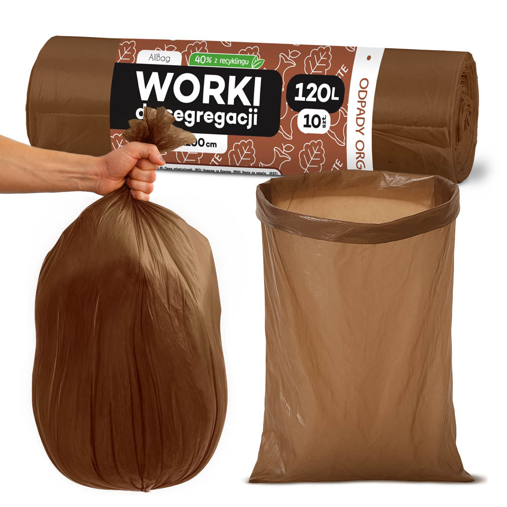 Worki na śmieci 120L brązowe ALLBAG