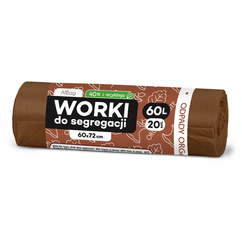Worki na śmieci 60L brązowe ALLBAG