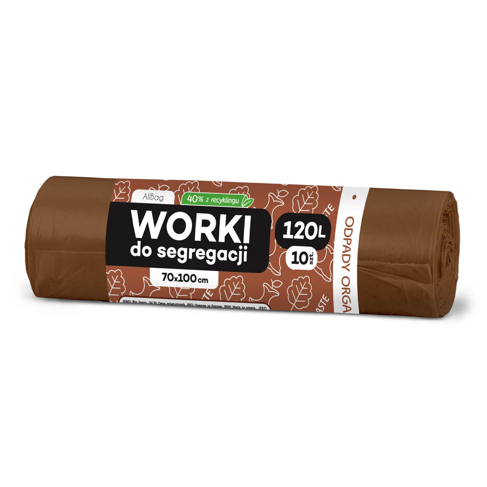 Worki na śmieci 120L brązowe ALLBAG