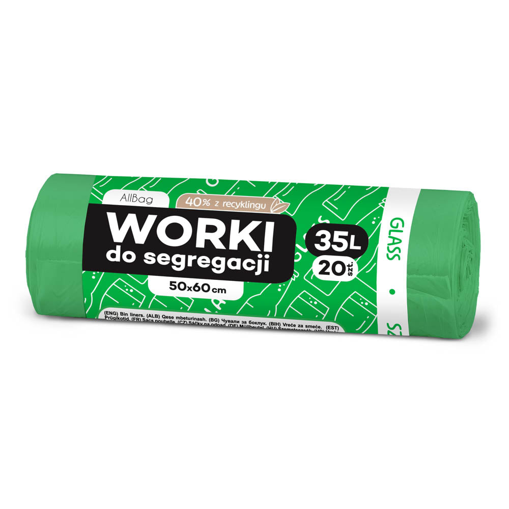 Worki na śmieci 35L zielone ALLBAG