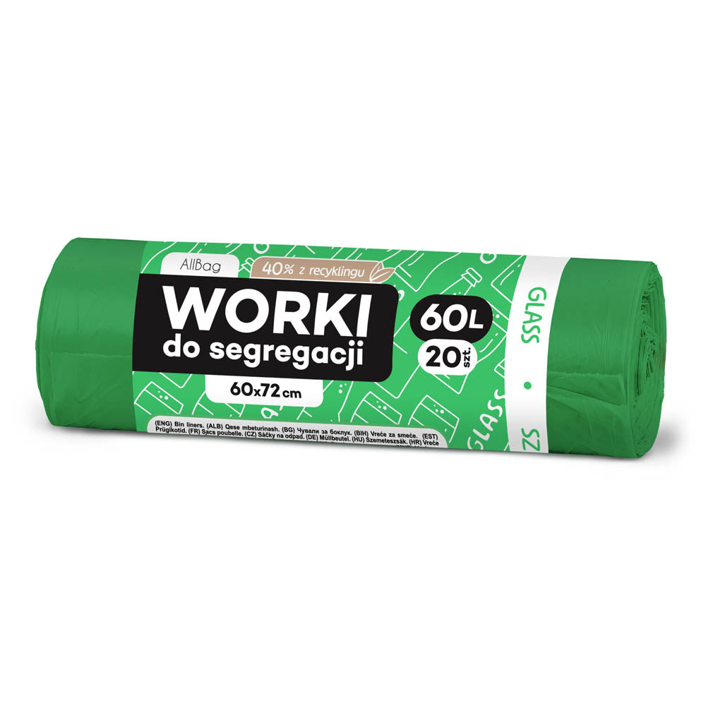 Worki na śmieci 60L zielone ALLBAG