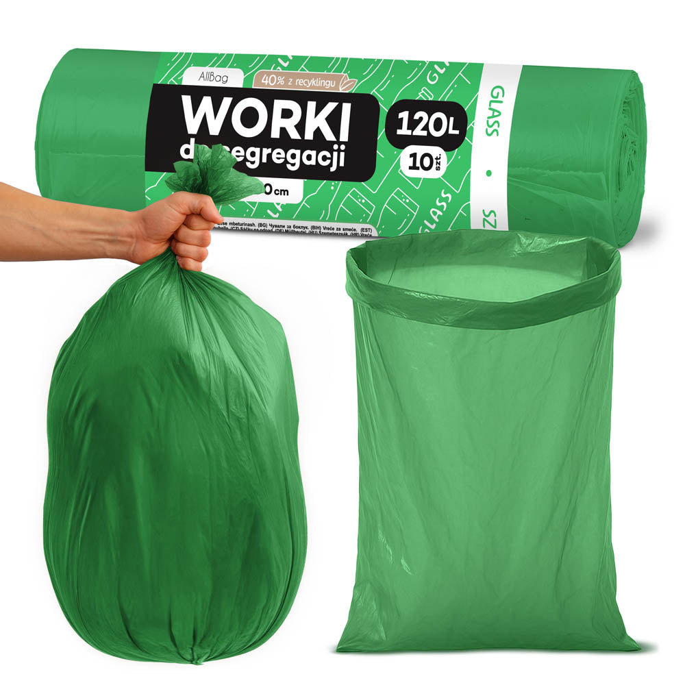 Worki na śmieci 120L zielone ALLBAG
