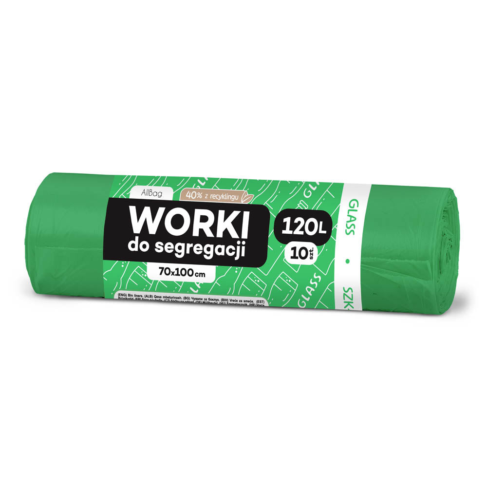 Worki na śmieci 120L zielone ALLBAG