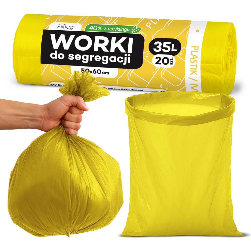 Worki na śmieci 35L żółte ALLBAG