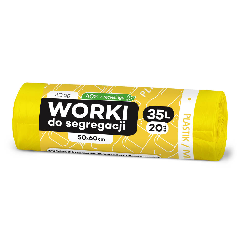 Worki na śmieci 35L żółte ALLBAG