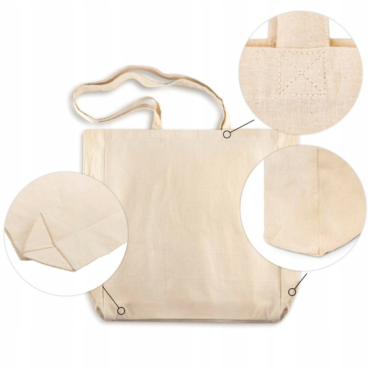 Torba bawełniana na zakupy BARDZO POJEMNA 38cmx8cmx8cmx42 cm ECRU 220g ECO