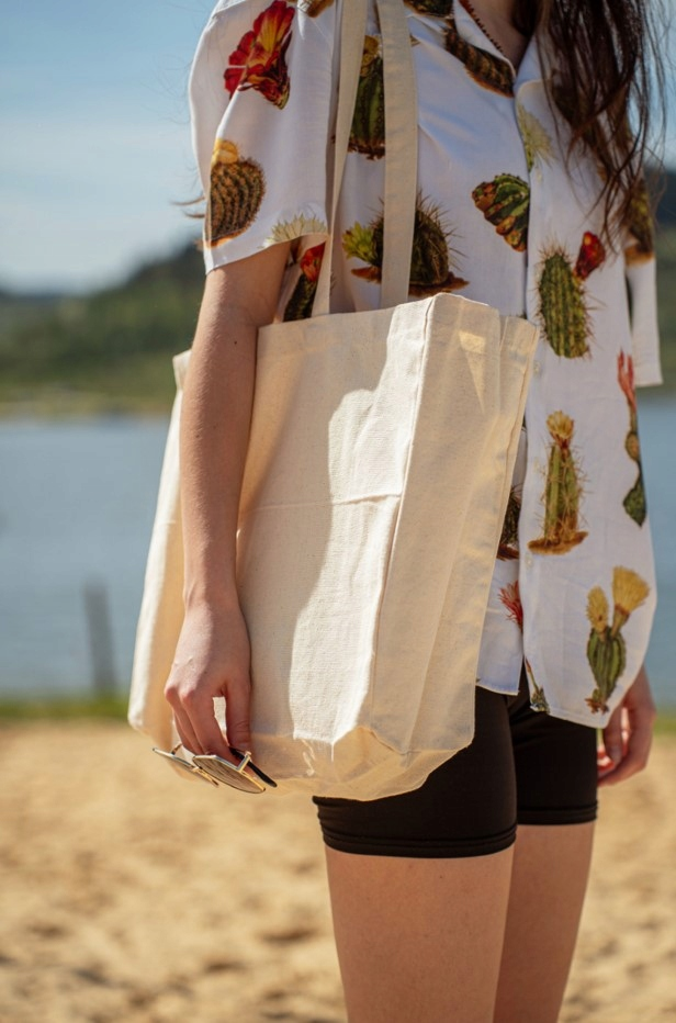 Torba bawełniana na zakupy BARDZO POJEMNA 38cmx8cmx8cmx42 cm ECRU 220g ECO