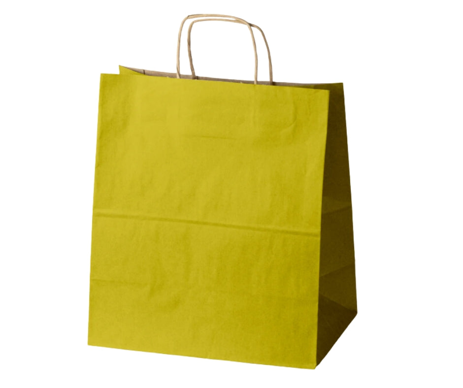 Paper bag 305x170x340mm with twisted handle, yellow