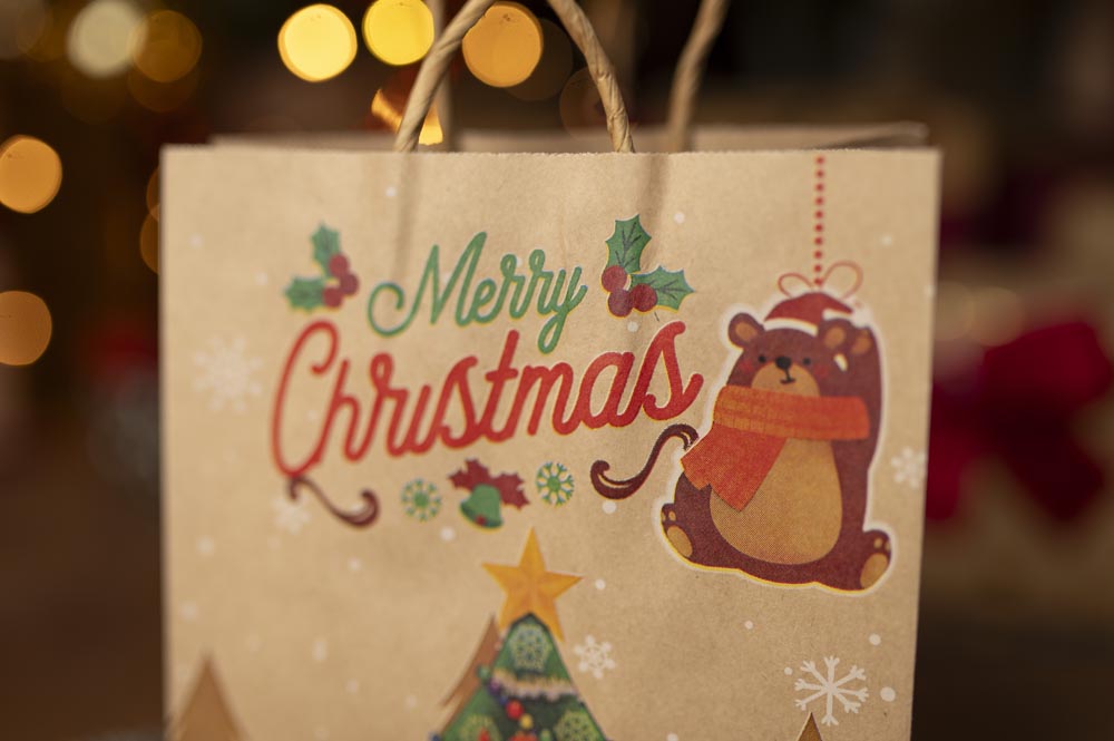 Set of Christmas Paper Bags - 210x80x150 - 4 types - SET #1 - SMALL SIZE