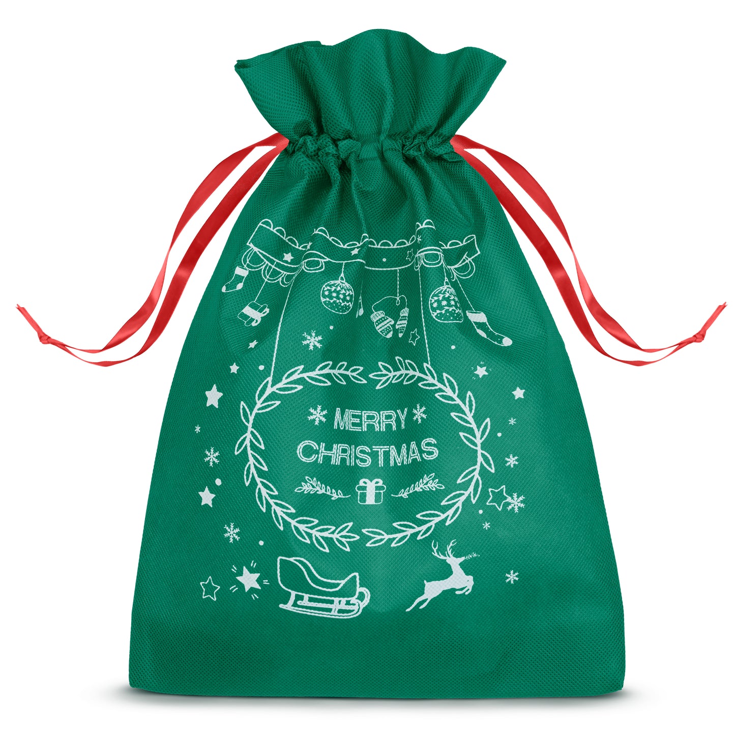 Świąteczny woreczek na prezenty "Merry Christmas" zielony