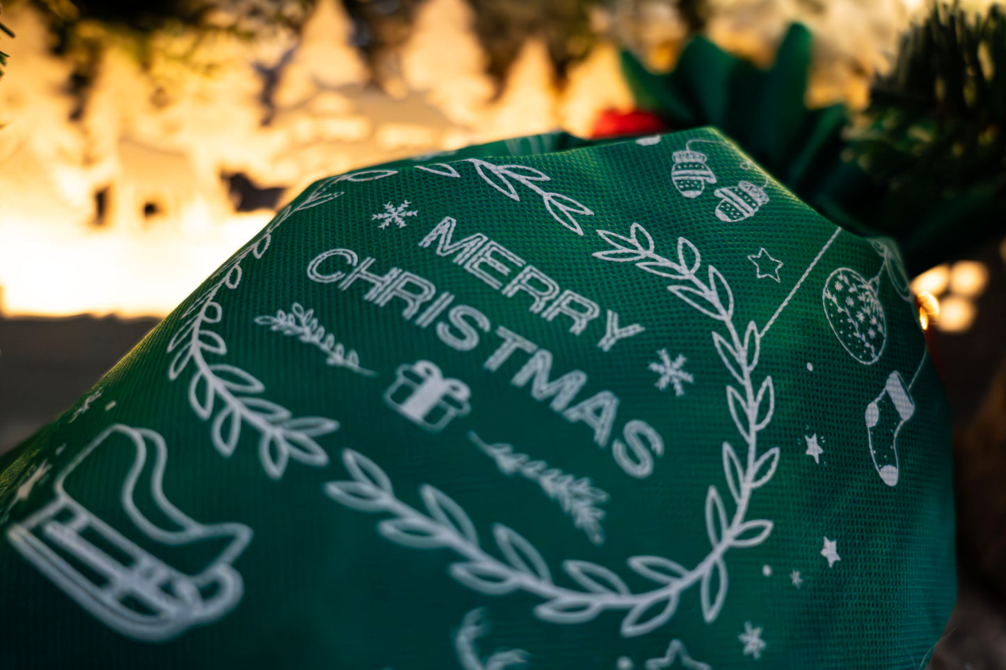 Świąteczny woreczek na prezenty "Merry Christmas" zielony