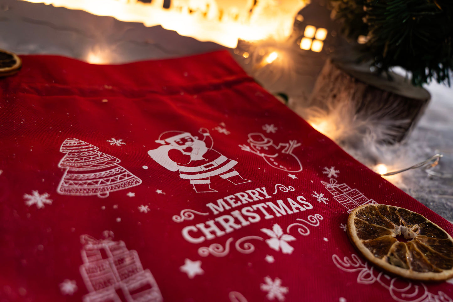 Świąteczny worek na prezent "Merry Christmas" czerwony