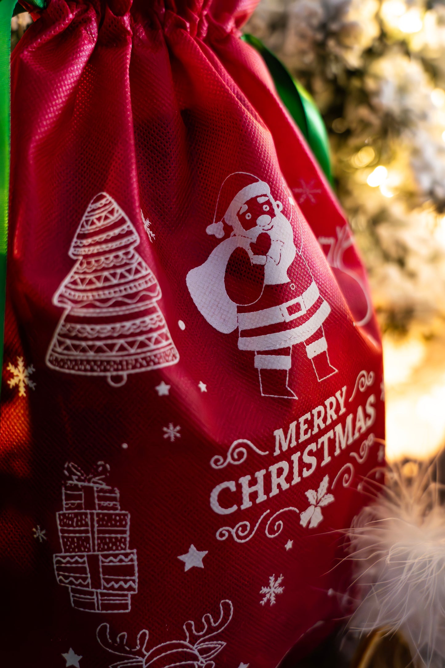 Świąteczny worek na prezent "Merry Christmas" czerwony