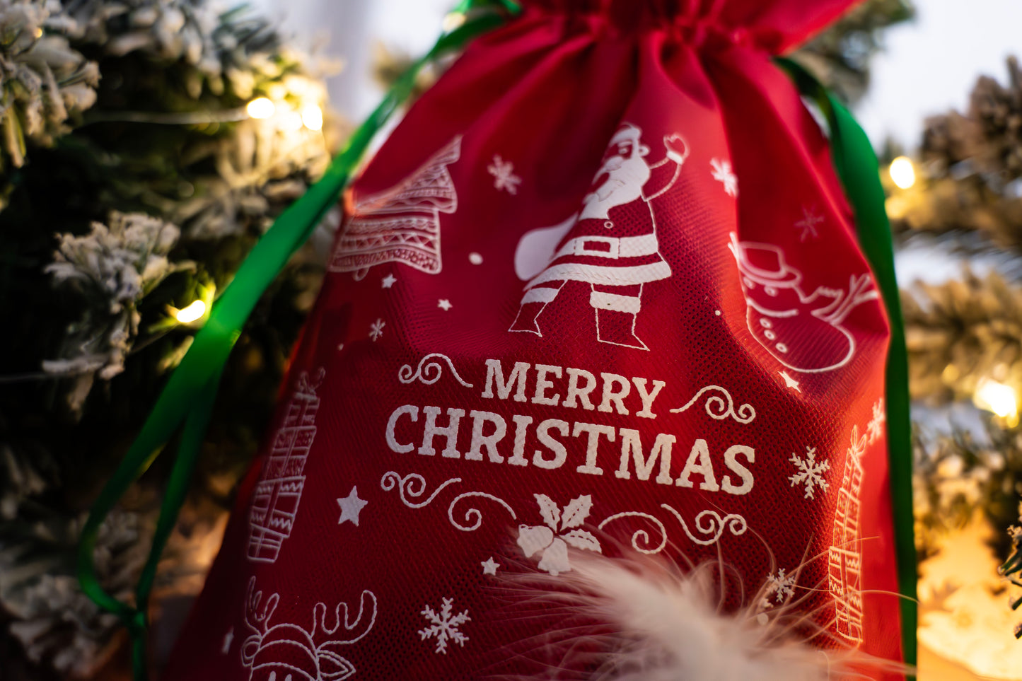 Świąteczny worek na prezent "Merry Christmas" czerwony