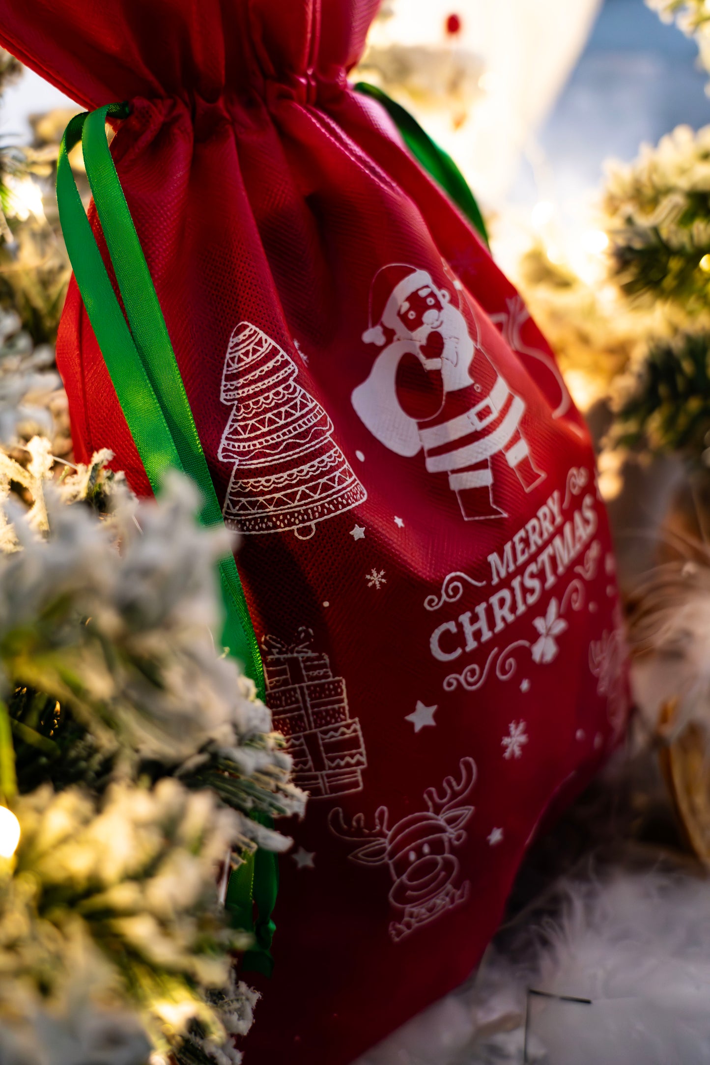 Świąteczny worek na prezent "Merry Christmas" czerwony